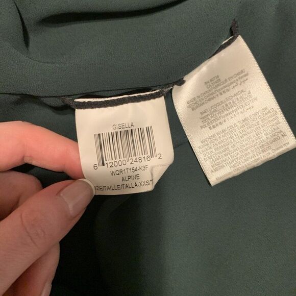 bcbg maxazria Gisella Alpine Green Long Sleeve High Low Blouse Top Xxs - Picture 4 of 4